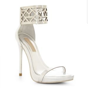 Bcbgmaxazria Silver Stiletto Metal Leather Heels